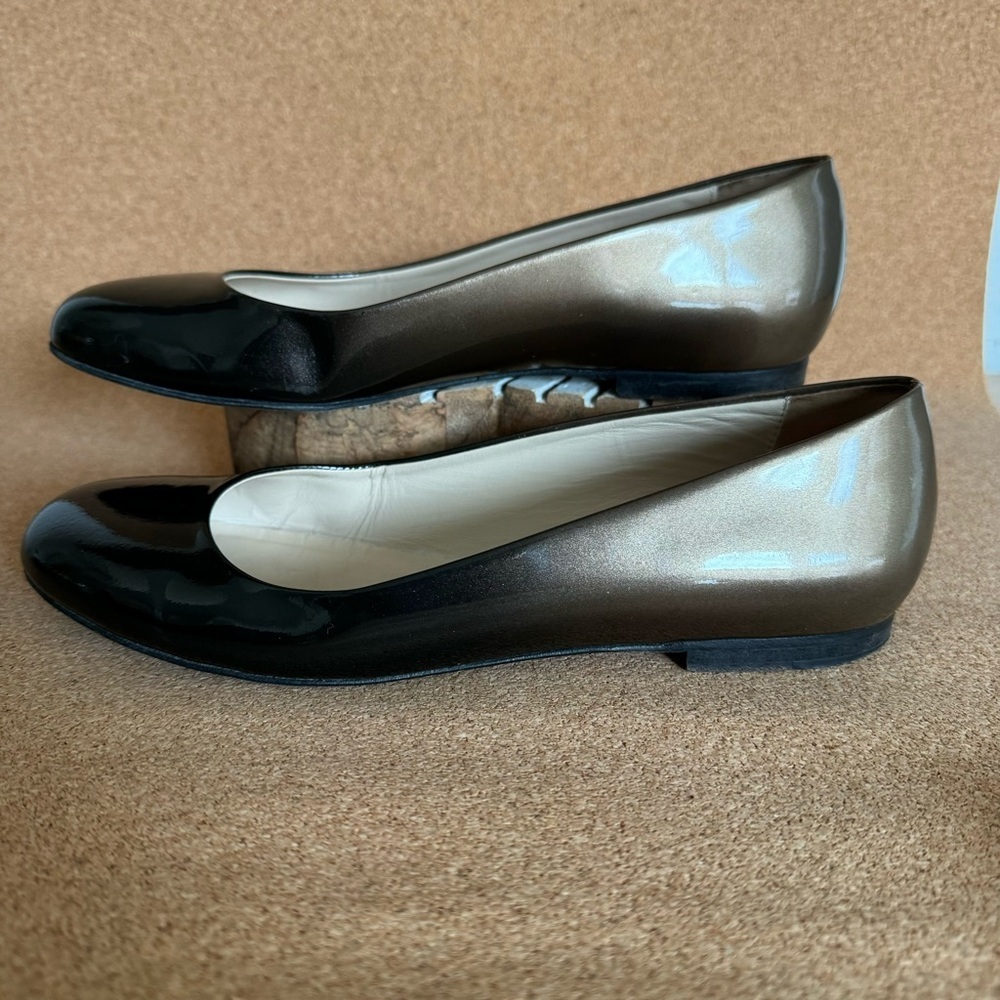 M. Gemi Black Gold Tan Ombré Patent leather Flats Size Eu 38 Us 7.5 - Picture 11 of 16